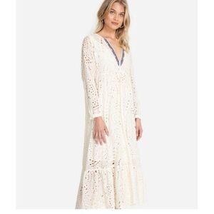 Johnny Was Jade Cream Lace Midi Dress